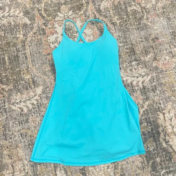 Halara Softlyzero™ Plush Backless Active Dress-Easy Peezy Edition Turquoise - Picture 4 of 5